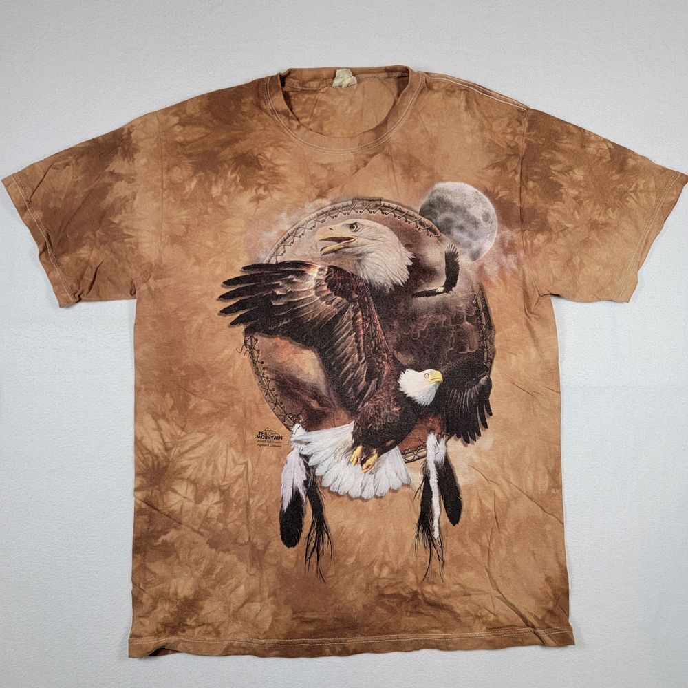VTG The Mountain 2002 Graphic Eagle Nature T-Shirt Men's Sz M Tan WASHED TAG